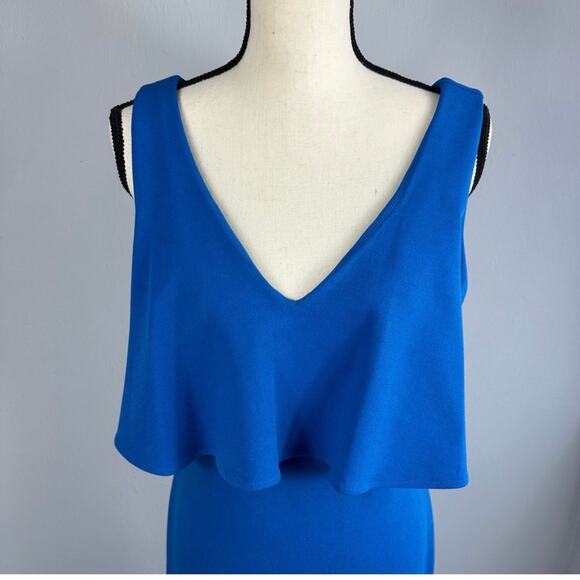 Badgley Mischka Fallon Maxi Gown Crepe Cobalt Blue - Picture 7 of 13
